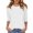 White, variant on T-Shirts for Women Plus Size 3/4 Length Sleeve Solid Color Crewneck Pleated Lightweight Dressy Tunic Tops Hot Pink XL
