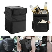 Luxtrada 2/1PCS Car Trash Can with Lid, Car Trash Bag Hanging for Headrest with 3 Storage Pockets, Portable Car Accessories Organizer, 100% Leak-Proof Vinyl Inside Lining