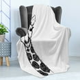 thumbnail image 4 of Black and White Soft Flannel Fleece Throw Blanket, Graphic of Safari Giraffe Tall Neck Spots West Wild Character, Cozy Plush for Indoor and Outdoor Use, 70" x 90", Grey White, by Ambesonne, 4 of 5