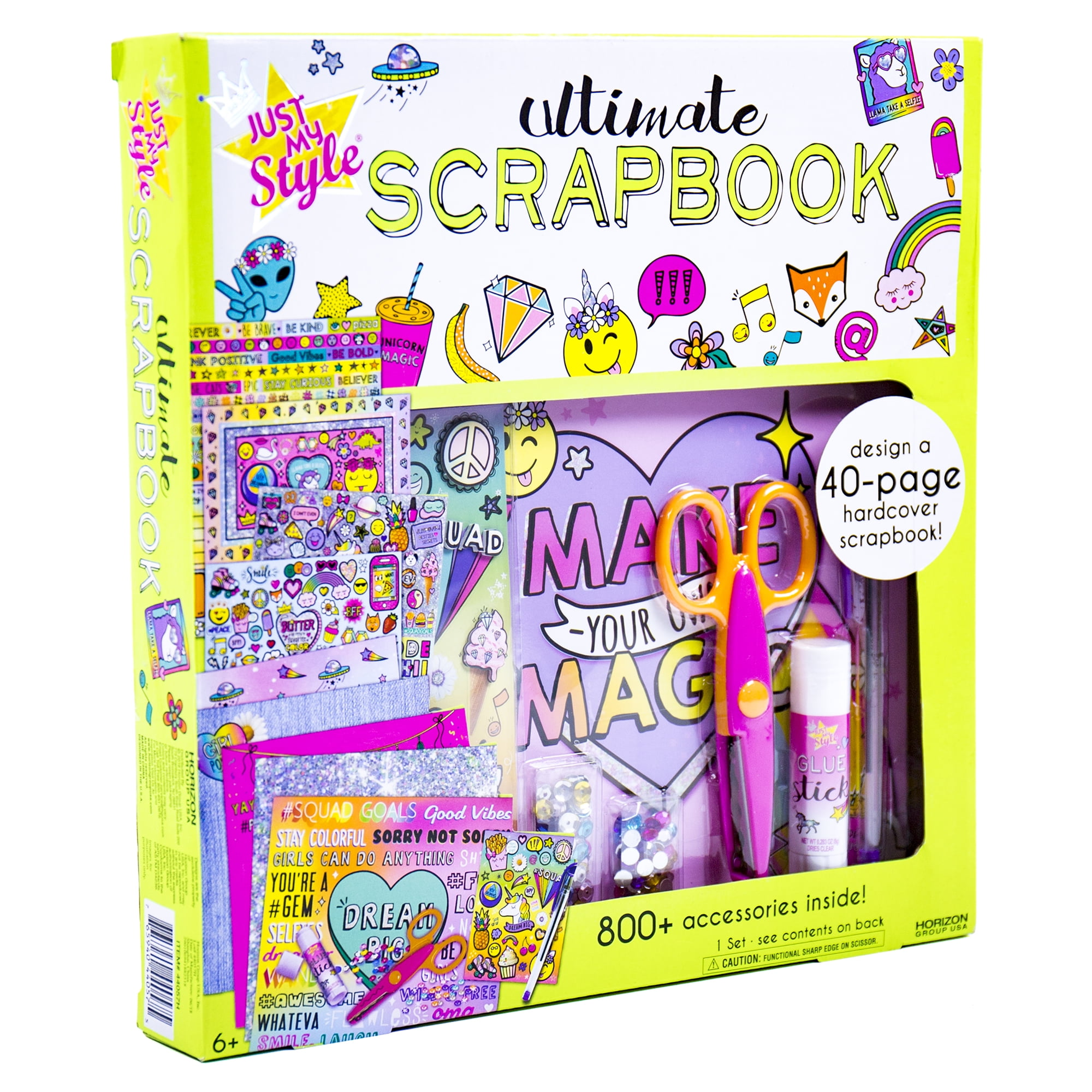 Horizon Group Just My Style Ultimate Scrapbook Kit, DIY Gift for Kids,  Includes 800+ Accessories, Ages 6+