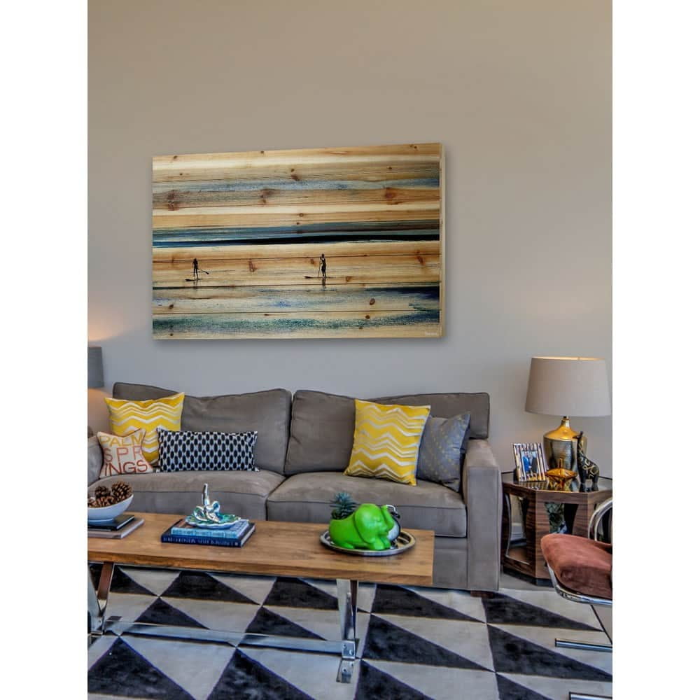 Parvez Taj Surfboard Paddling Pinewood Wall Art, 30" x 45"