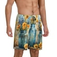 Kdxio Rustic Blue Vase Blossoms Print Mens Sleep Shorts Bottoms Soft