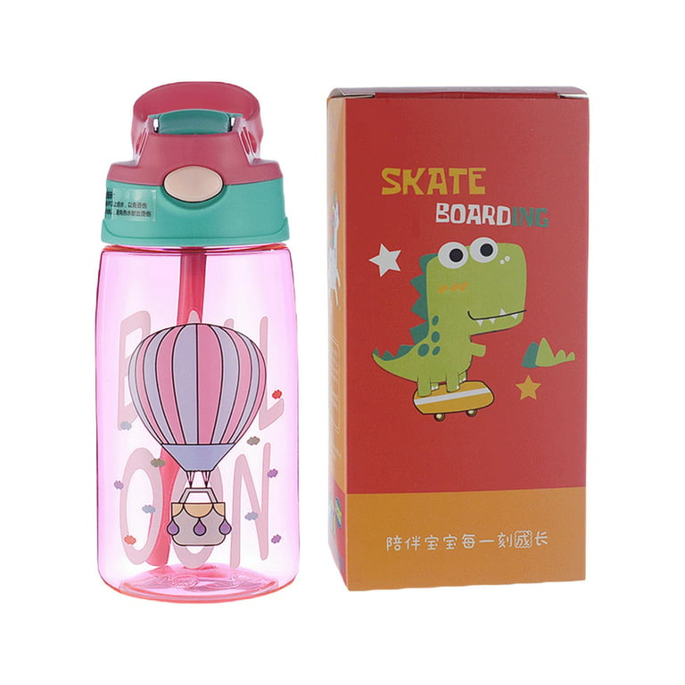1pc 480ML Kids Water Bottle For School Boys Girls, Cup With Straw