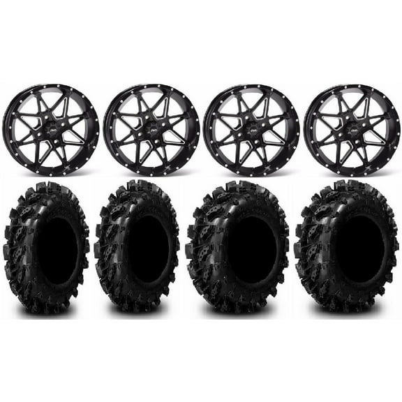 ITP Tornado 14" Wheels Black 28" Swamp Lite Tires Honda Foreman Rancher SRA