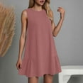 thumbnail image 2 of Women's Summer Casual Dress Round Neck Sleeveless Ruffle Tank A Line Beach Wear Comfortable Flowy Outfit Womens Casual Trendy Midi Dresses, 2 of 7