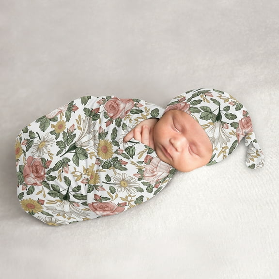 Vintage Floral Baby Cocoon and Beanie Hat Sleep Sack Set by Sweet Jojo Designs