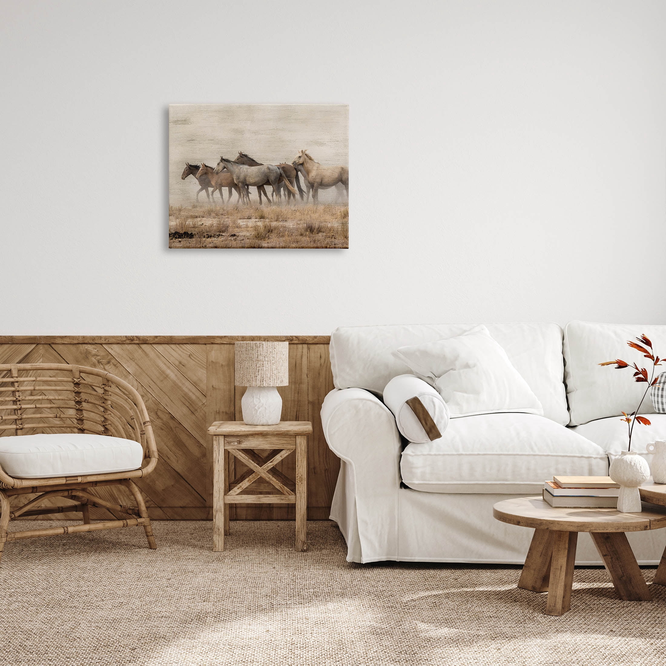 Galloping Horse Herd Countryside Animals & Insects Graphic Art Gallery Wrapped Canvas Print Wall Art