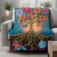 thumbnail image 2 of Boho Colorful Flower Blanket Soft Cozy Warm Throw Blanket for Couch, Plush Fuzzy Flannel Fleece Blankets for Sofa, Abstract Tree Floral Butterfly Bed Blankets Lightweight Gifts for Women, 30"x40", 2 of 9