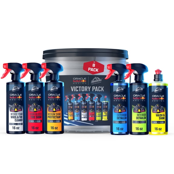 Armor All Podium Series Victory Pack Car Detailing Kit, 8-Piece Car Wash Bucket with Interior & Exterior Detailing Spray, Car Wash, Wheel Cleaner & Tire Shine