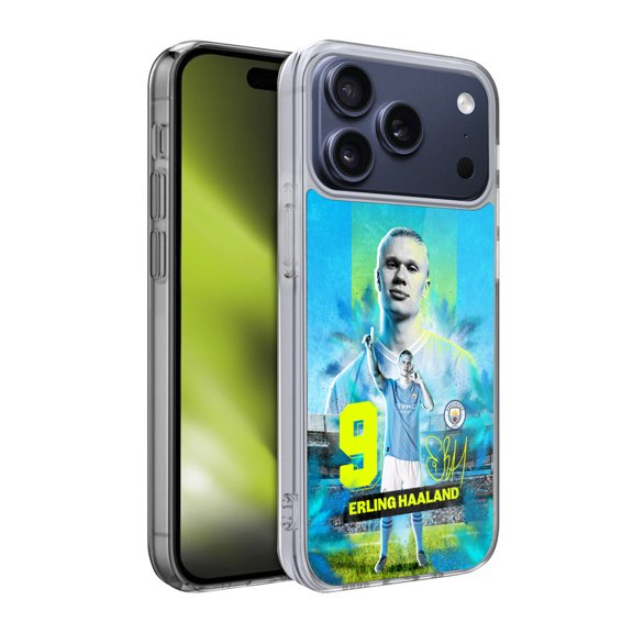 Head Case Designs Manchester City Man City FC 2023/24 First Team Erling Haaland Soft Gel Case for Apple iPhone 17 Pro