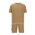 thumbnail image 4 of Antinious Going Out Outfits for Men,Summer Outfits for Men,Track Suits for Men Set Short Sleeved Pocket Round Neck Solid Casual Outfits,Khaki,M, 4 of 5