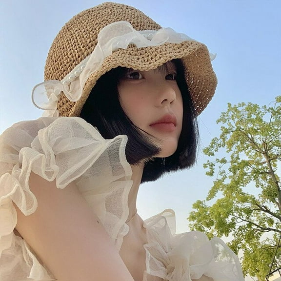 CoCopeanut fashion Summer New Handmade Crochet Beach Hat Korean Short-brimmed Bucket Hat Women Fisherman Hat Girls Fashion Hollow Panama
