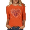 thumbnail image 3 of DDAPJ pyju Valentines Day Shirts for Women Fashion Heart Graphic Print T-Shirts Loose 3/4 Sleeves Casual Crew Neck Tee Tops Orange M, 3 of 5