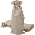 thumbnail image 1 of 6 fundas/bolsas reutilizables de arpillera para botellas de vino tinto o champán con cordón (bolsas de arpillera beige, 6,3" de ancho x 14,2" de largo), 1 of 6