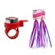 thumbnail image 5 of 2 borlas para manillar de bicicleta para niños con 1 timbre, cintas para manillar de patinete, serpentinas tejidas, accesorios para bicicleta (borlas moradas y rosas y timbre rojo), 5 of 8