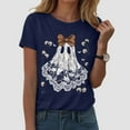 thumbnail image 2 of enyan Ladies Halloween Tops Pumpkin Cute Ghost Graphic Tops T Shirt Funny Party Tee for Ladies Navy,L, 2 of 5
