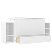 Mintazer Queen Size Murphy Bed with 6 Side Shelves & 2 Drawers, Modern Foldable Cabinet Bed for Bedroom Apartment Guest Room, White