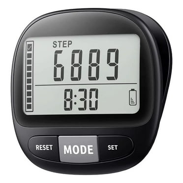 Rainfearless Calorie Counter Daily Target Monitor 3D Tri-Axis Sensor Black Pedometer Clips with Lanyard