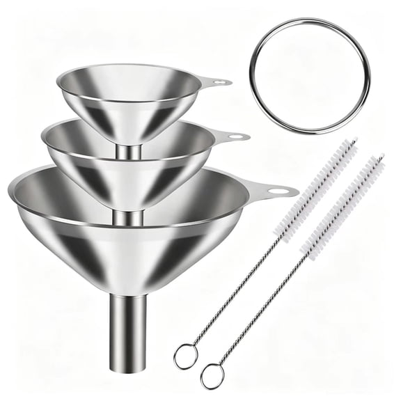 4 Pcs Metal Stainless Steel Funnel, Large Small Funnel Set of 3, Food Grade Mini Funnels for Kitchen Use Filling Bottles Liquor Flask Tiny Spice Cooking Powder Water