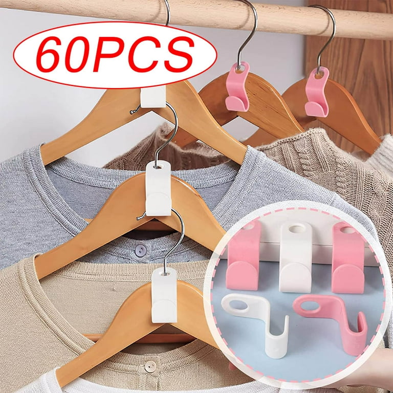 60Pack Clothes Hanger Connector Hooks, Coat Hanger Hooks Space Saver, Hanger  Extender Clips 