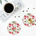 thumbnail image 4 of Naloa Strawberry1 Leather Coasters for Drinks, Durable Drink Coasters 4 Set for Tabletop Protection, Luxurious Home Décor and Housewarming Gift ( {designName})Round Shape, 4 of 6