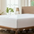 thumbnail image 4 of MooMee 100% Washed Cotton Queen Fitted Sheet Only Linen Like Textured Extra-Deep Pocket Breathable Soft 1-Piece(Bright White, 60"x80"), 4 of 6