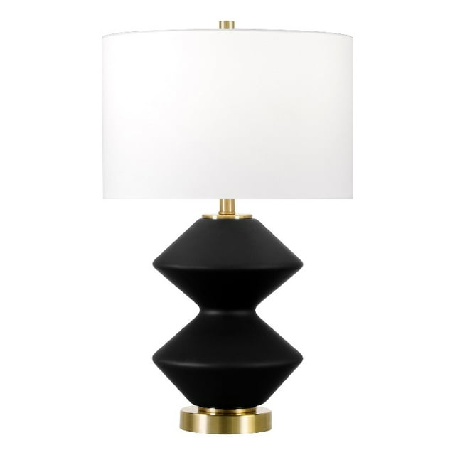 Henn&Hart 14"W Lampe de Table Moderne en Métal Finition Noir Mat/laiton