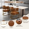 thumbnail image 5 of Set of 2 Brown PU Dining Chairs With Gold Iron Frame for Dining Room, 5 of 8
