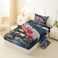 thumbnail image 2 of Manfei Vintage Fish Print Twin Sheets,Retro Flag Bedding,Navy Red White,3-Piece,1 Fitted Sheet and 1 Pillowcase, 2 of 6