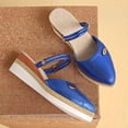 thumbnail image 5 of Espadrilles for Women Glitter Closed Pointed Toe Wedge Sandals Platform Heels Adjustable Slingback Mules Blue Size 9, 5 of 9