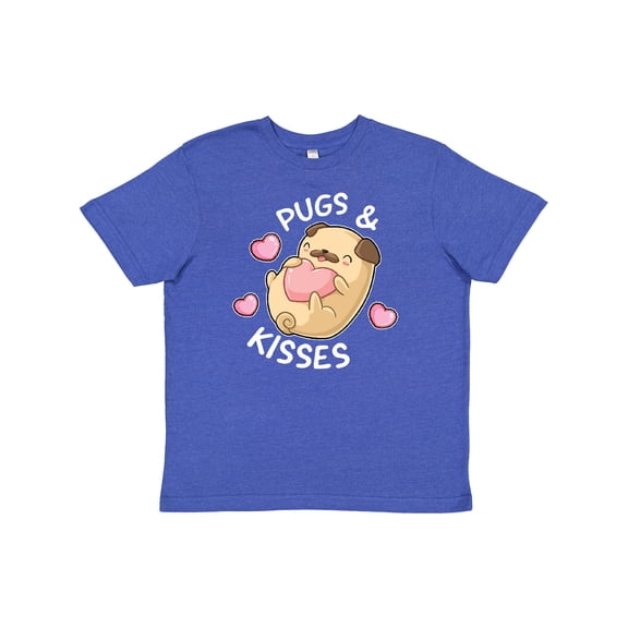 Inktastic Valentines Day Pugs and Kisses with Pink Hearts Youth T-Shirt