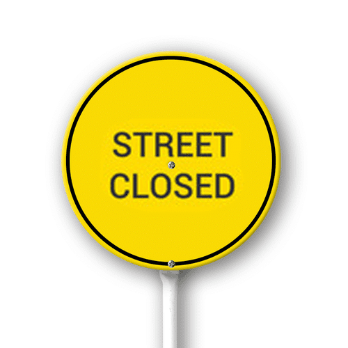 Eveokoki 9.2"x9.2" Round Street Closed Sign for Yard with Stake Aluminum Signs Road Sign, Lawn Decoration for Garden Outdoor Home Decor