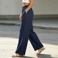 thumbnail image 5 of Annhoo Linen Pants Women Summer Elastic High Waist Pants Fashion Lightweight Loungewear Pants with Pockets, 5 of 9