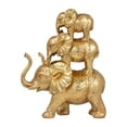 thumbnail image 6 of Stacked Elephant Sculpture with Raised Trunk Detail for Home Decor - Ornaments for Bathroom, Office, and Living Room Display - Figurine for Shelf or Coffee Table - 10", Gold & Metallic, 6 of 13