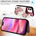 thumbnail image 2 of For iPhone 16 Case with Card Holder, Stylish Flower with Glitter Bling Rhinestone Stand Shockproof Slim Fit Bumper Wallet Case for Apple iPhone 16, Rose, 2 of 7