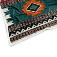 thumbnail image 4 of Southwest Aztec Throw Blankets, Traditional Patterned Flannel Soft Throw Blanket, Boho Southwestern Decor Throw Blanket for Couch, Chair, Camping, Bed, 60"X80", Teal and Beige, 4 of 5