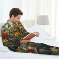 thumbnail image 6 of Hirioo Floral Rhino With Birds for Men's Pajama Sets 2 Piece Pjs Men's Long-Sleeved Pajama Set Button Down Sleepwear,S-XXL-Large, 6 of 7