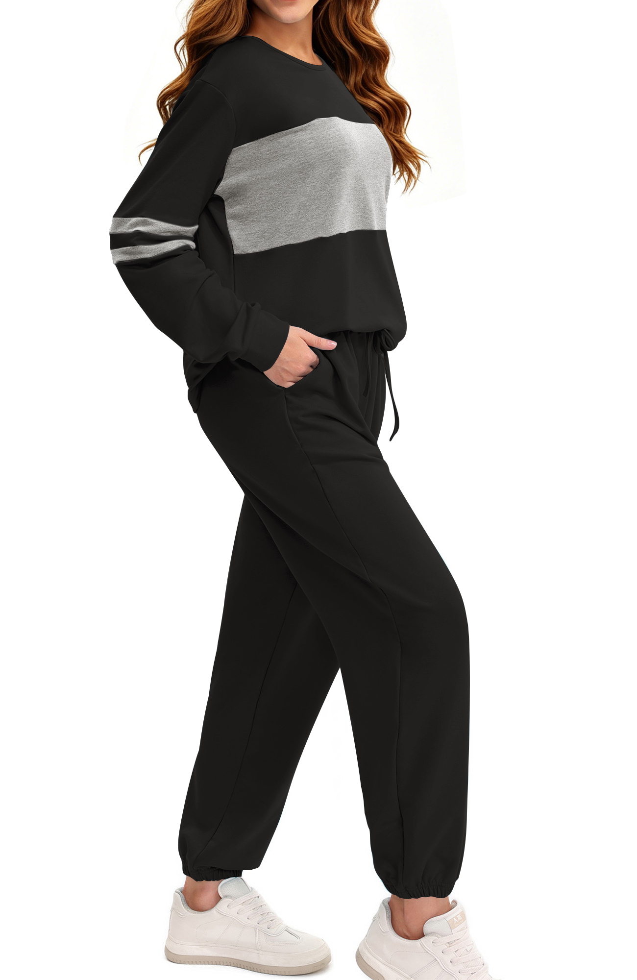 UVN Women's Color Block Striped Sweatsuit 2-Piece Set photo 8