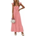 thumbnail image 3 of PRETTYGARDEN Women's Summer Casual Maxi Dresses Cap Sleeve V Neck Smocked Long Pockets Party Sundress Vacation Outfits, 3 of 8