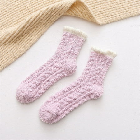 

Walk in Clouds of Comfort HIMIWAY All-Season Sock Options Fuzzy Socks for Women Warm Soft Socks Thick Cozy Plush Sock Winter Socks for Women Purple One Size