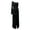 Black L, variant on Lady Evening Dress One Shoulder Single Open Sleeve Split Hem Solid Color Slim Waist Pleated Knot Decor Solid Color Prom Cocktail Party Maxi Dress Ball Gown