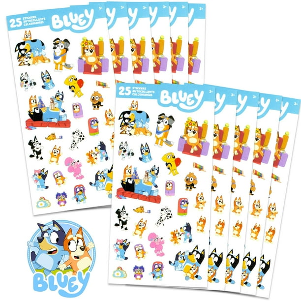 Paquete de 12 hojas adhesivas Party Favors Bluey para cumpleaños de niños
