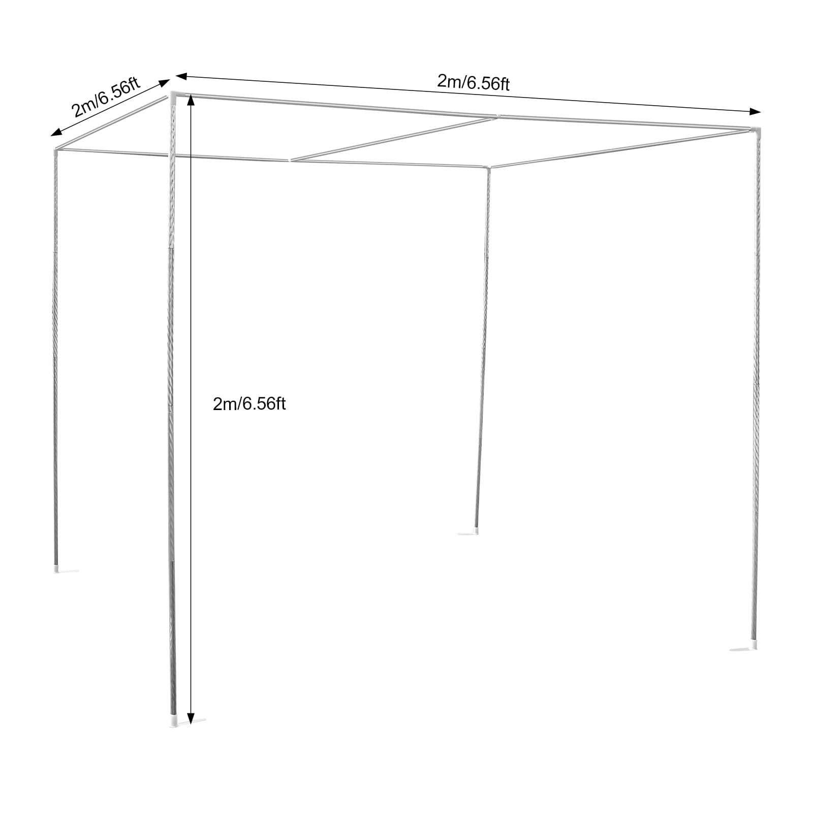 6.56*6.56*6.56ft 4 Corner Bed Canopy Frame Stainless Steel Post Mosquito Netting Curtain Brackets