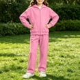 thumbnail image 4 of Abcomgle Teen Girls 2 Piece Outfits Size 10-12 Fleece Full Zip Long Sleeve Jackets and Straight Leg Jogger Hooded Tracksuit Kids Girls, 4 of 5
