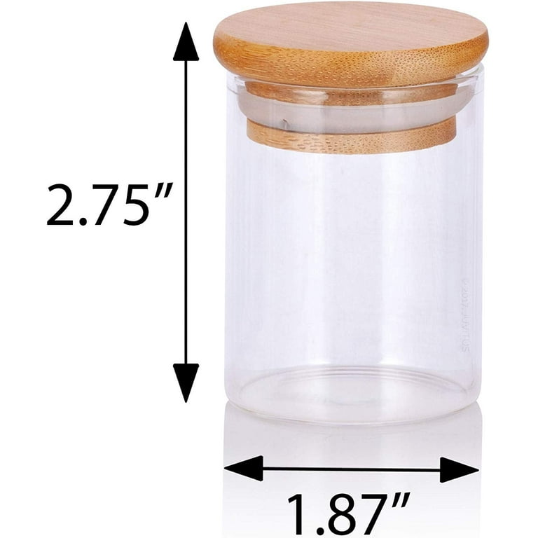 JUVITUS 8 oz Clear Glass Borosilicate Jars with Wooden Bamboo Lid (4 Pack)