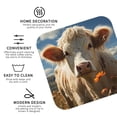 thumbnail image 3 of Rateoe Daisy Meadow Cow Drawing Drink Coasters Set of 4 Leather Coasters Spill Protection for Table Desk,Durable and Non Slip Leather Coaster ,4 Inches Drink Mats-Square, 3 of 6