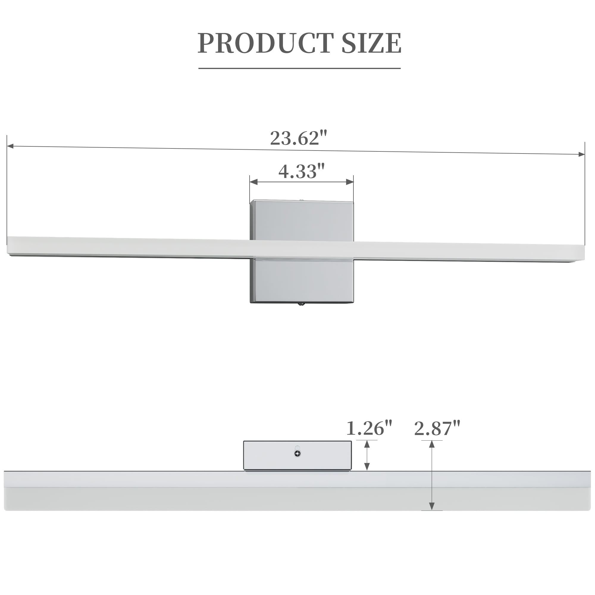 Modern Chrome LED Vanity Lights, LED Bathroom Light Fixtures Over Mirror Bathroom Wall Sconce Bar for Bathroom Mirror Cabinets Bedroom(23.62"-12W)
