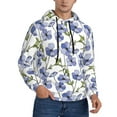 thumbnail image 2 of Naloa Blue Flax Flowers Men's Casual Hooded Collar Drawstring Hoodies Pullover Sweatshirts Casual Long Sleeve Shirts-Small, 2 of 7