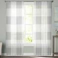 thumbnail image 2 of Grey Plaid Sheer Curtains 84 Inches Long 2 Panels Set, Window Sheer Curtains for Living Room/Bedroom, Spring Summer Farmhouse Buffalo Checkered Light Filtering Rod Pocket Curtain 52'' x 84'' x 2, 2 of 7