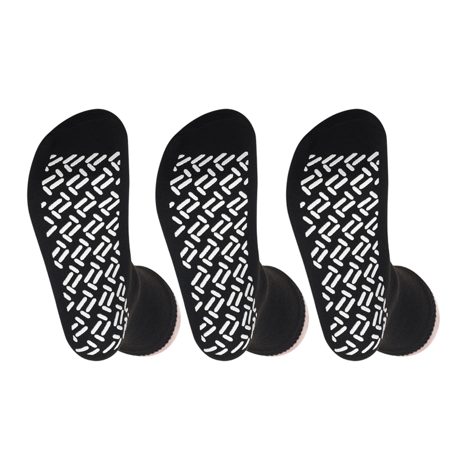 3 Pairs Black Non Skid Hospital, Yoga, Pilates, Gripper Slipper Socks